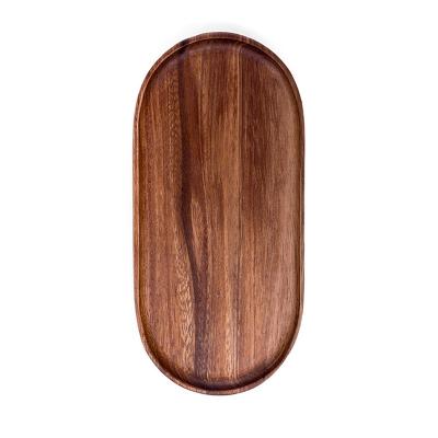 China Sustainable Creative Tray Oval Tea Tray Fruit Dish Wooden Coffee Walnut Tray for sale