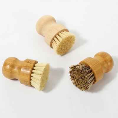 China Sustainable Natural Kitchen Accessories Short Round Wooden Handle Bottle Dish Brush Long for sale