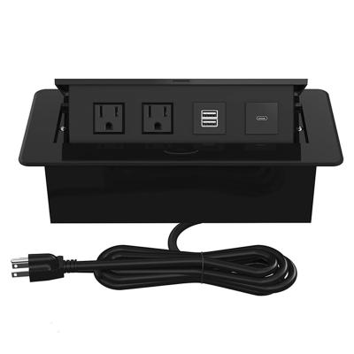 China 2 US Plug Fast Delivery Furniture Electric Pop Up Power Outlet Outlet Au Eu France UK With Twin USB Charger And USB C Charger for sale