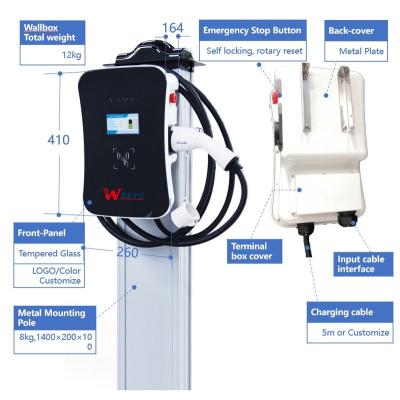 China Wallbox EV Charger Portable EVSE Home Electric Vehicle Charging Station Adjustable Currents 8A 10A 16A 32A 40A Te koop