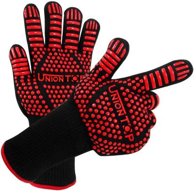 China Anti-Slip Cotton Scratching Newest Design Hot Selling Oven Mitt Silicone Oven Gloves For Kitchen Pantone Duty Customized Logo Style Heavy for sale