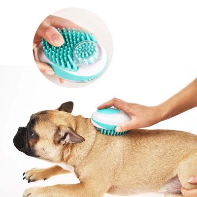 China Suitable for Dogs Cats Small Animals Portable Pet Bath Sweep Squeezable Pet Hair Comb Manual Massage Pet Wash Brush For Cat And Dog for sale