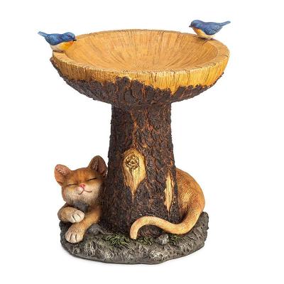 China Minimalist Outdoor Polyresin Garden Bird Bath All Weather Bird Feeder Garden Ornament for sale