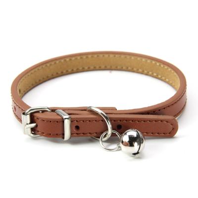 China Padded Adjustable Leather Dog and Cat Bell Pet Collar for sale