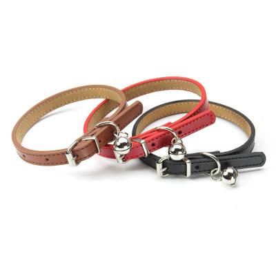 China Padded Adjustable Leather Dog and Cat Bell Pet Collar for sale