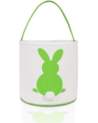 China Canvas Easter Basket Bunny Ear Bucket Creative Rabbit Bags with Monogram Easter Tote Bags Eggs Hunt Bag Plush Tail for sale