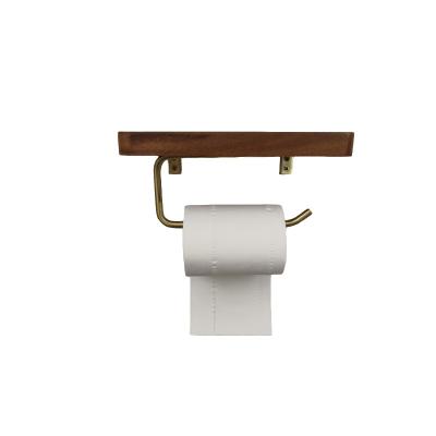 China Modern Wood And Brass Toilet Paper Holder For Kitchen Bathroom AU12 for sale