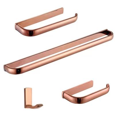 China Traditional Luxury Towel Ring Bath Hardware Sets Rose Gold Paper Towel Holder Long Robe Bathroom Accessories Brass for sale