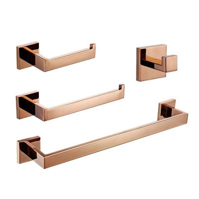 China Viable Towel Ring Towel Bar Bathroom Accessories Rose Gold Stainless Steel Wall Hook Toilet Paper Holder for sale