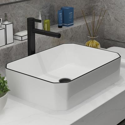 China Modern Ceramic Basin 50*37cm, Art Ceramic Bathroom Sink Faucet Set White Bathroom Faucet Design Basin Mixer Tap for sale