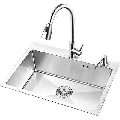 China Without Faucet Brushed Finish Kitchen Sink Single Bowl Above Counter Stainless Steel Kitchen Sink With Faucet AU2863 for sale