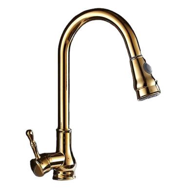 China Thermostatic Faucets Black Kitchen Faucets Single Handle Pull Out Gold Polished Kitchen Sink Faucet 360 Degree Hot And Cold Mixer Tap for sale