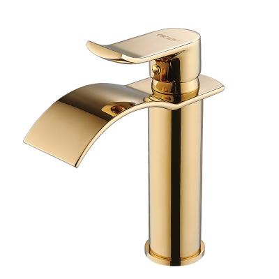 China Thermostatic Gold Hot And Cold Faucet Brass Mixer Taps And Faucet Bathroom Basin Faucet Sink Bathroom Faucet for sale