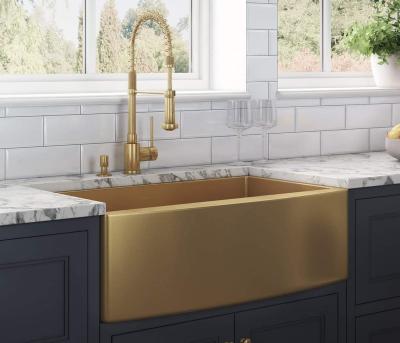 China Faucetless Brushed Gold 36 Inch Front Counter Kitchen Sink Farmhouse Kitchen Sink - Matte Gold Stainless Steel Single Bowl for sale