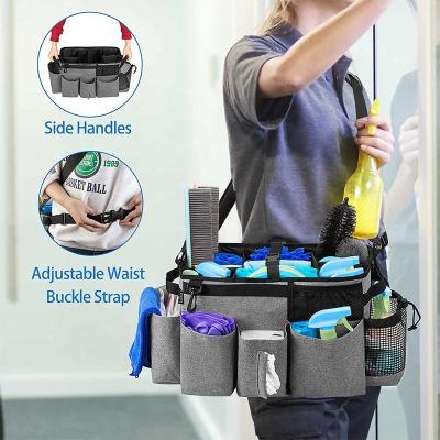 China Factory Viable Portable Household OEM Organizer Cleaning Cart Cleaning Supply Tote Housekeeper Cleaning Caddy Bag with Divider for sale