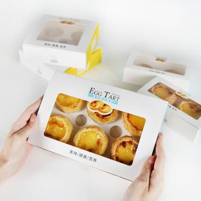 China New Next Cup Cake Macaron Dessert Recyclable Portuguese Egg Tart Box With Clear Lid for sale