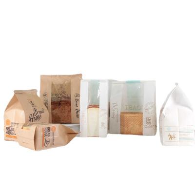 China Disposable Kraft Paper Bread Loaf Bags With Window Food Packaging Storage Bakery Bags for sale