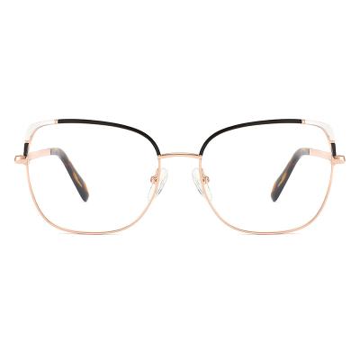 China New Product Launch Metal Optical Frames Fashionable Double Bridge Metal Glasses for sale