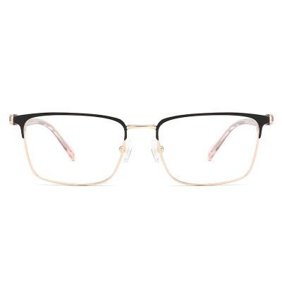 China Fashionable Classic Women Men Glass Frame Metal Business Anti-blue Light Glasses Frame Square Glass Frame for sale