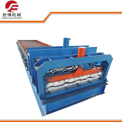 China Bias Arc Metal Roof Roll Forming Machine , Glazed Steel Tiles Making Machine  for sale