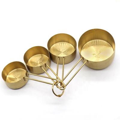 China Sustainable Factory Directly Supply 4pcs Gold Plated Luxury Style Stainless Steel Measuring Cups Set Cooking&Baking Tool Measuring Tool for sale