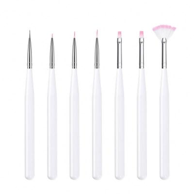 China Thin Metal/Nylon Silicone Brush Double Sides Kolinsky Acrylic Powder 3D Pure Color Nylon Nail Art Painting Brush Set for sale