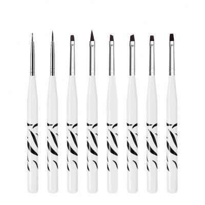 China Metal/Nylon Silicone 8Pcs Nail UV Acrylic Design Nail Art Liner Brushes Gel Brush Pen Set Metal Diamond Nylon Application Rhinestone Handl for sale