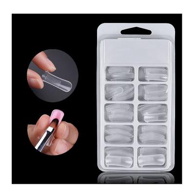 China 100 Clear Non-Toxic Nail Forms Full Cover Mold Quick Nail Building Tips Dual Forms Nail Finger Extension for sale