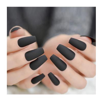 China Charming Design Matte Nails Black Coffin Press On Nails Red White Ballet Fake Artificial Fake Nails With Adhesive Tags for sale