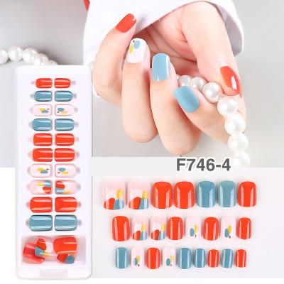 China 2021 Design On Trend Short Square Press On Nails With Cute Colorful Acrylic Designs Press On Nails For Teens for sale