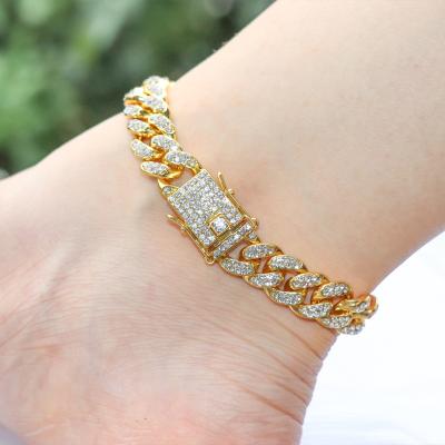 China FASHIONABLE Wholesale Price 18K Gold Plated Micro Inlaid Cubic Zircon Anklet Bracelet Hip Hop Cuban Chain for sale