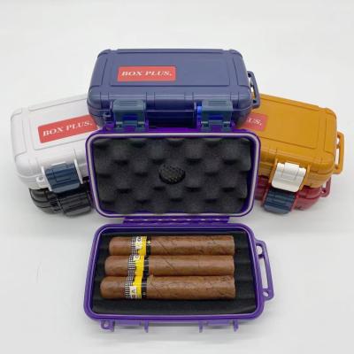 China Colorful Waterproof Plastic Cigar Box Moistureproof/Dustproof/Waterproof MINI Cigar Case Portable Travel Humidor Cigar Case for sale