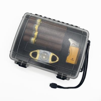 China Travel Cigar Humidor Case Plastic Waterproof Cigar Case Black Hold Up To 15 Cigars for sale