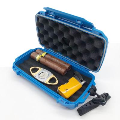 China Wholesale Cigar Moistureproof/Dustproof/Waterproof Customized Logo Accessories Cigar Case Cigar Smoking Humidor With Cutter for sale