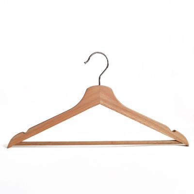 China OEM Modern High Quality Durable Anti-slip Luxury Wooden Coat Clothes Garment Hanger With Trouser Bar for sale