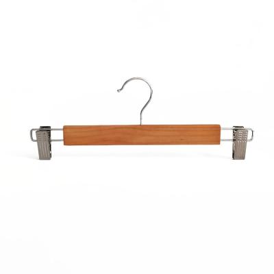 China Factory Modern Hot Sale Premium Classic Wooden Trouser Pants Hanger With Two Clip for sale