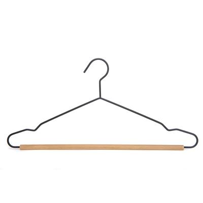 China Viable Stylish High Quality White and Black Wood Hangers for Shirts Jackets with Modern Design Wooden Trouser Pants Bar Hangers for sale