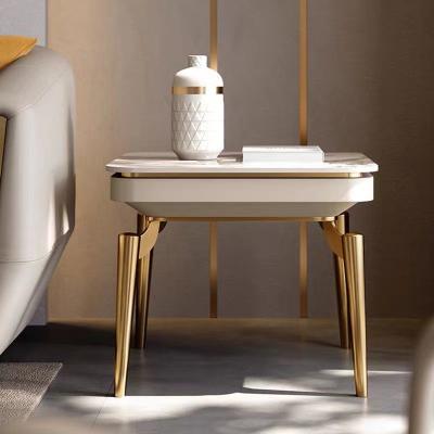 China Gold Frame Metal Storage Nest Stainless Steel Custom Modern Home Marble Luxury Small Coffee Table for sale