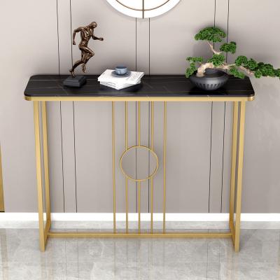 China New Modern Five Star Hotel Stainless Steel Countertops Luxury Golden Marble Console Table for sale