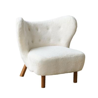 China Modern Nordic Simple Hotel Accent Chairs White Lambswool Leisure Sofa Chairs for sale