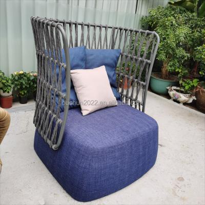 China Modern High Back Rope Woven Sofa With Waterproof Cushion And Pillow For Garden And Yard for sale