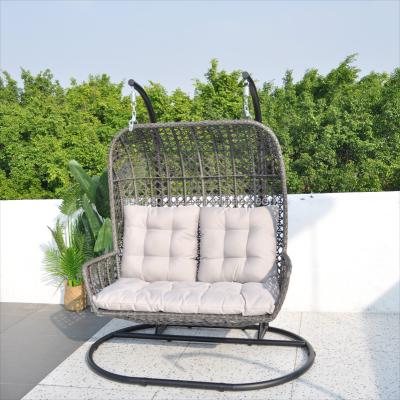 China Contemporary Most Popular Double Swing Egg Chair Outdoor Garden Furniture Hanging Chair With Comfortable Cushions for sale