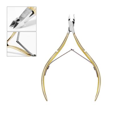 China D501 Gold Color Long Lasting Antirust Easy Antirust High Quality Nail Tools Stainless Steel Nail Cuticle Nipper for sale