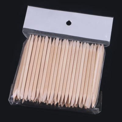 China Nail Tools Wholesale 100pcs/bag 11.5cm Double Ended Orange Wood Sticks Nail Wood Cuticle Pusher for sale