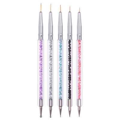 China Wholesale 5pcs NAIL Set Multi Function Rhinestone Diamond Handle Double Head Nail Brush Coating Shiny Nail Dotting Pen for sale