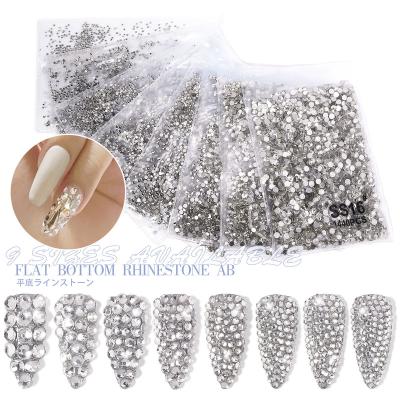 China Easy Apply 1440pcs /bag SS3-SS40 Round Crystal Rhinestone Flat Back AB Color Diamonds For Nail Decorations for sale