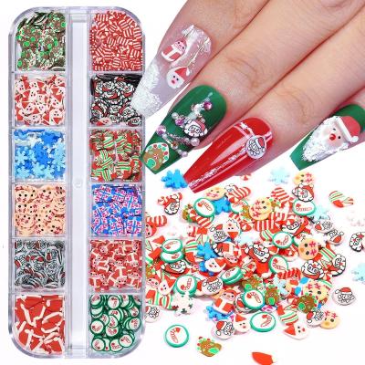 China Fashion Decorations Clay Christmas Snowflakes Nail Stickers Santa Clause Nail Art Charms Jewelry Nail Fall Winter Charms for sale