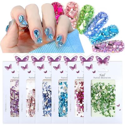 China Fashionable Shinny 3d Diamond Glitter Flat ab Crystal Rhinestones For Nail DIY Gems Diamonds Stone Shaped In Nail Art Rhinestone Bags Set for sale