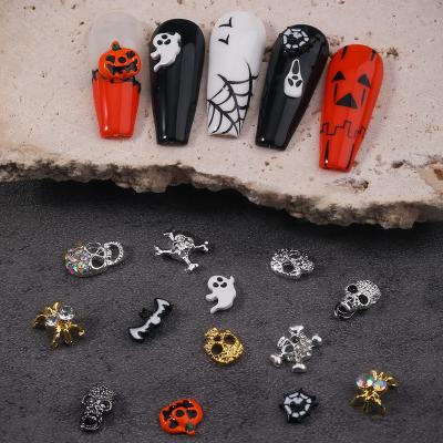 China Wholesale Nail Art Charms Halloween Metal Alloy Cartoon Pumpkin Skull Accessories Festival Holiday Finger Decoration Nail Beauty DIY for sale