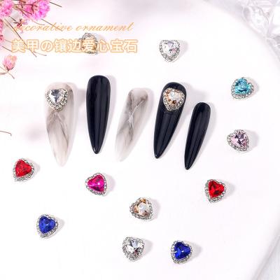 China Best Big Sale Crystal Diamond Heart Shape Nail Charms Shiny Eco-friendly Material For Valentine's Day for sale